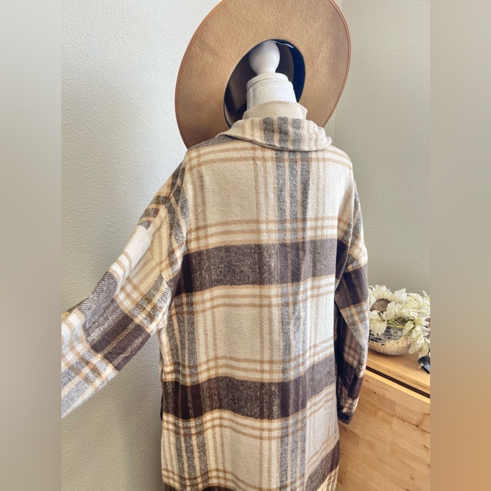 Fall Vibes Plaid Oversized Great for Layering Trench Shacket - Picture 11 of 11